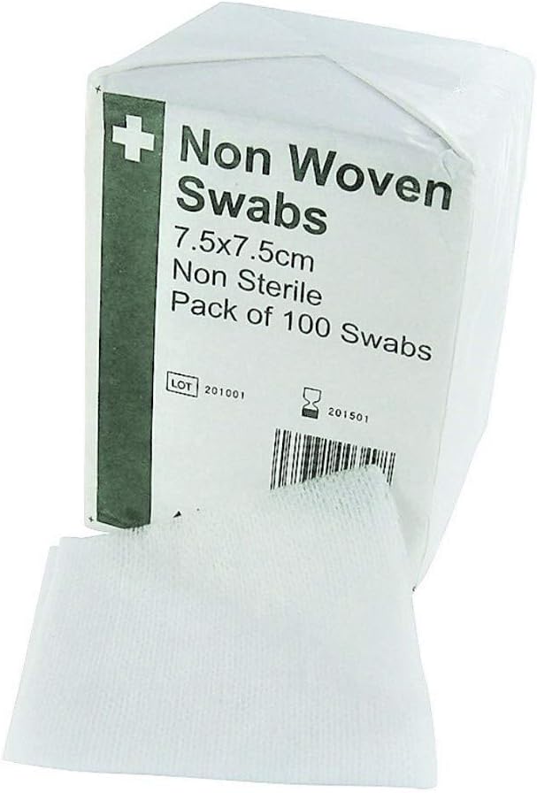 Safety First Aid Group HypaCover Non-Woven Swabs - 7.5 x 7.5cm (Pack of 100), White, 100 Count (Pack of 1)