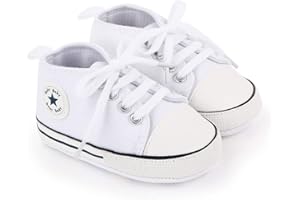 XYLUIGI Baby Boys Girls Lace Up Canvas Sneakers Soft Sole Ankle Infant First Walkers Crib Denim Shoes