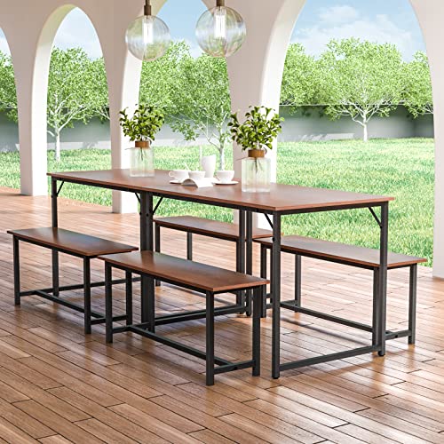 BAHOM Dining Room Table Set with Two Benches, 3 Piece Kitchen Table Set