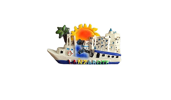 Imán para nevera en 3D de Lanzarote España con forma de barco ...
