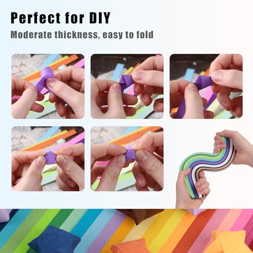 Koogel 1030 Sheets Origami Star Strips, 27 Colors Lucky Star Paper Double Sided Origami Paper Star Paper Strip for DIY Crafts Art School Supply