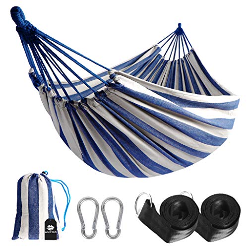 Anyoo Single Cotton Outdoor Hammock Multiples Load Capacity Up to 450 Lbs Portable with Carrying ...