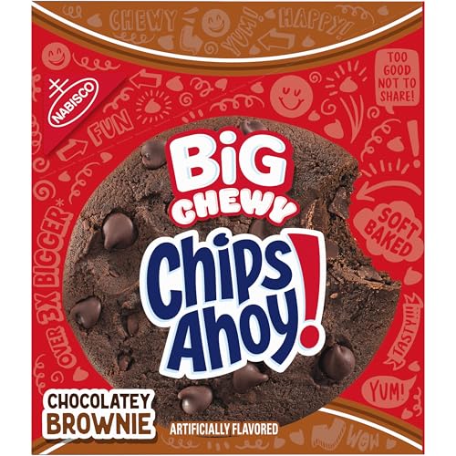 CHIPS AHOY! BIG CHEWY CHOCOLATE CHIP COOKIES, CHOCOLATEY BROWNIE, 14 SNACK PACKS (1 COOKIE PER PACK)