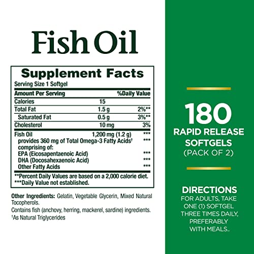 Nature's Bounty Fish Oil 1200 mg, Twin Pack, Supports Heart Health With