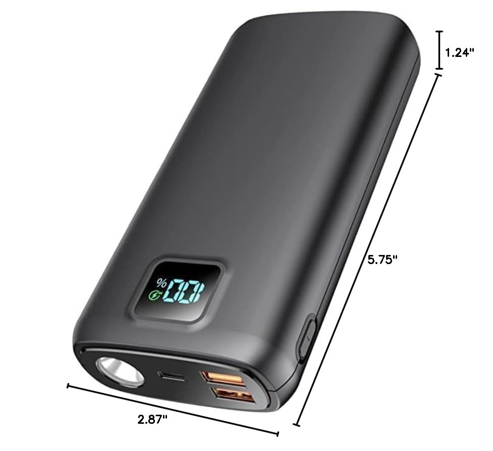 Portable-Charger-Power-Bank - 40000mAh Power Bank PD 30W and QC 4.0 Quick Charging Built-in Bright flashlight LED Display 2 USB 1Type-C Output for Most Electronic Devices on The Market(Carbon Black)