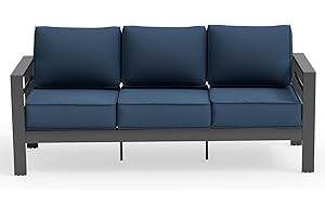 UDPATIO Outdoor Couch Aluminum Patio Furniture Sofa, 3 Seats Couch with 5" Thick Cushion and Waterproof Cover