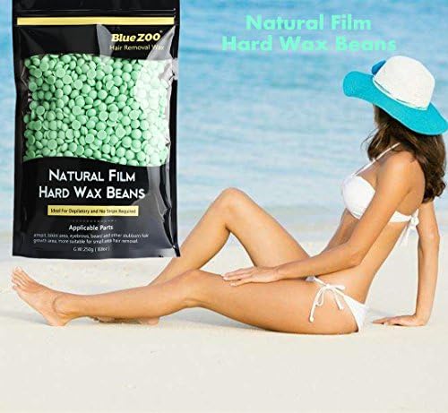 Hair Removal Wax Beans, Colgear Bluezoo No Strip Depilatory Hot Film Hard Wax Pellet Waxing Bikini Hair Removal Bean, for Men Women Facial Arm Legs &amp; Sensitive Areas 8.8 Ouces/bag (Tea flavor)