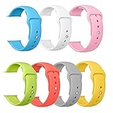 Isenxi for Watch Band, Soft Silicone Sport Style Replacement Strap for iwatch Series 1 Series 2 (38mm-set8 small(7-pack))