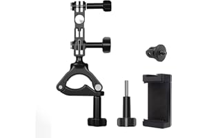 JULAI Bike Handlebar Clamp Holder for GoPro Hero Insta360 OSMO Action and Other Action Cameras, Fit for Mountain Road Electric Bicycle Motorcycle, Compatible with Phone Clamp Vertical Mount Kits