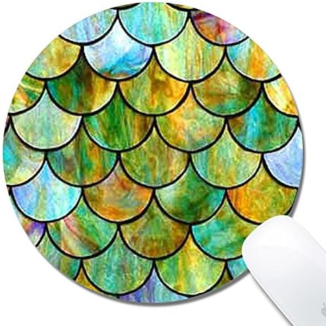 DeJYtrade Mouse Pad, Fish Scales Custom Non-Slip Gaming Round Mouse Pad