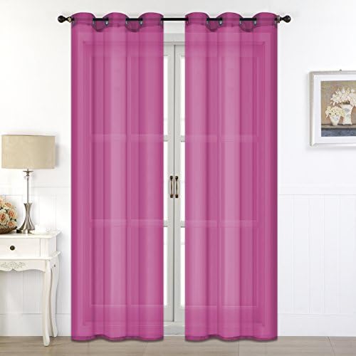 Rama Rose Window Treatment Room Solid Voliet Sheer Window Curtains/drape/panels/treatment size 54"x90" For Bedroom,Living Room,Set of 1 panel,(hot pink)