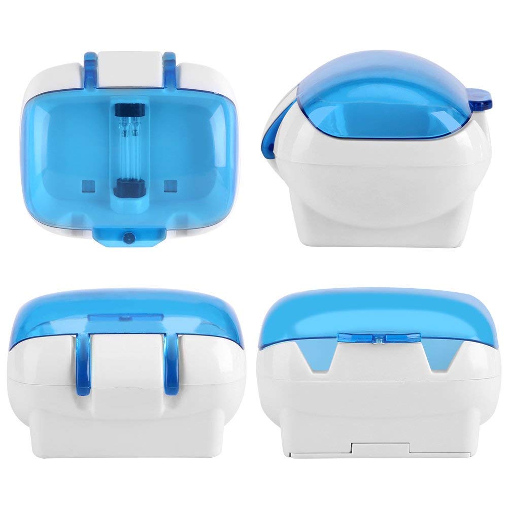 MIFAVOR UV Toothbrush Holder Wall Mounted, UV Light Portable Toothbrush Sterilizer Battery Operated with Suction Cup and Power Adhesive Support Screws Drilling