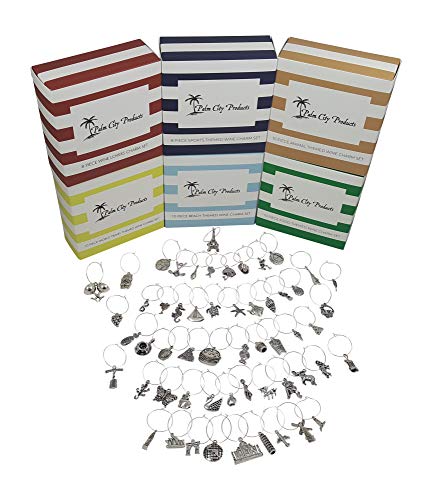 Ultimate Wine Charm Set - 56 Pieces in Six Different Styles: Beach, Wine, Travel, Sports, Animal, and Food Themes - Thumbnail 7