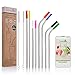 Reusable Stainless Steel Drinking Straws with Silicone Tips - Set of 8 10.5 & 8.5 Inch Diameter 0.31&0.24