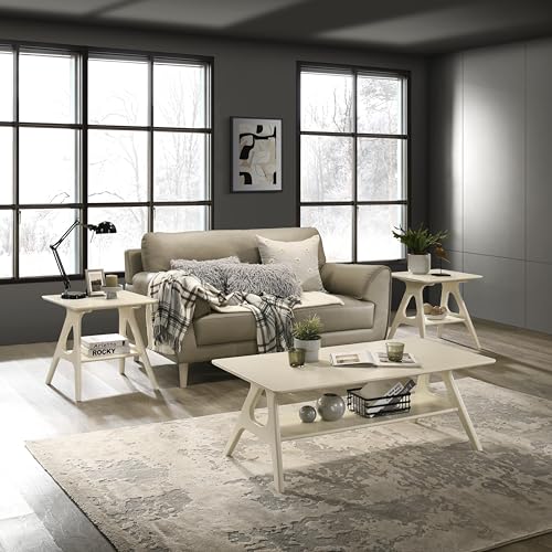 Roundhill Furniture Arona 3-Piece Coffee Table Set, Coffee Table and Two End Ta…