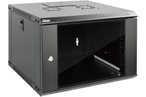 Tecmojo 6U Wall Mount Server Cabinet IT Network Rack Enclosure Lockable Door and Side Panels Black,Cooling Fan,Standard Glass Door,17.7inch Depth,for 19” IT Equipment,A/V Devices