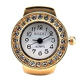 Womens Rose Gold Crystal Quartz Finger Ring Watch with Gift Box