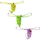 Gogobear Mens Spaghetti Strap Ice Silk Thongs Low Rise Solid Color G-string Bikini Briefs Underwear