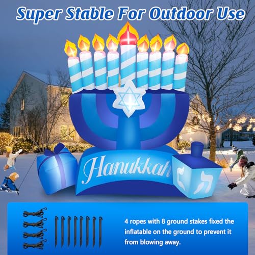 8FT Tall Hanukkah Inflatables Outdoor Decorations, Inflatable Hanukkah