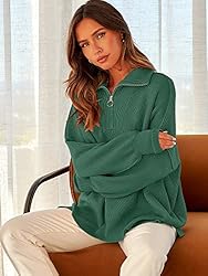 ANRABESS Women's Long Sleeve 1/4 Zipper Collar Drop