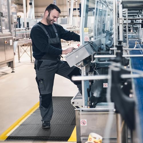 GOOFCXO 3ft x 5ft Anti Fatigue Mat, 15/16" Thick Industrial Grade Anti-Fatigue Floor Mat, Heavy Duty Diamond Plate Ergonomic Standing Mat for Kitchen Office Gym, Black with Yellow Border