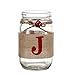 V-More® Christmas Holiday Mason Jar Flower Vase Glass Candle Holder Rustic Style with Burlap Rap Jute Bowknot and Small Red Bell 5-inch Tall for Home Decor Wedding Party and Celebration (Set of 1)