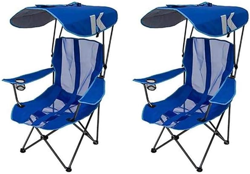 Kelsyus Premium Portable Camping Folding Lawn Chair with Canopy, Blue