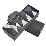 SamWay Men's Dress Socks Argyle Crew Socks Gift Boxed (5 Pairs)+1pcs samway logo stylus