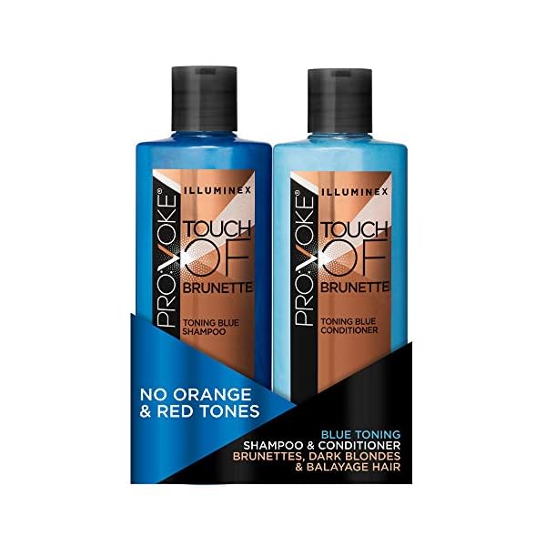PROVOKE-Blue-Toning-Shampoo-and-Conditioner-Duo-Pack-NO-ORANGE-BRASSY-TONES-for-natural-coloured-or-highlighted-brunettes PROVOKE Blue Toning Sulphate-Free Shampoo and Conditioner Duo 200ml, Pack No Red & Orange Brassy Tones For Brunettes…