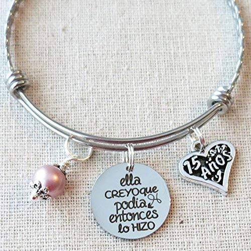 image for Scrapheart Gifts Quinceañera Bangle, 15th Birthday Gift for Teenager,