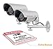 Armo (2 Pack) Fake Security Surveillance Camera Fake CCTV Bullet Camera with Realistic Look Red LED Light Indoor and Outdoor Use, Decoy Camera for Home & Business