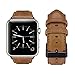 top4cus Genuine Leather iwatch Strap Replacement Band Stainless Metal Clasp, Compatible for 38mm 42mm Apple Watch Series 4(40mm 44mm) S3 S2 S1 and Sport Edition (42mm, Matte Buckle - Yellow Brown)