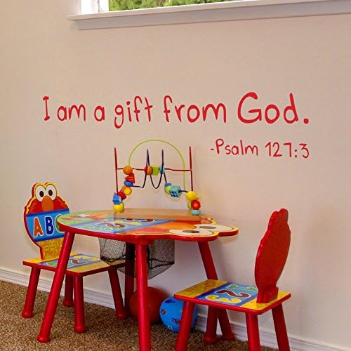 I Am A Gift From God Wall Decal - Baby Nursery Scripture Vinyl Lettering Wall Words Decal Bible Verse Psalm 127:3 (34x7" King Blue)