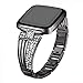 bayite Metal Bands Compatible with Fitbit Versa/Versa 2, Bling Bracelets with Rhinestones Woman Girls, Black