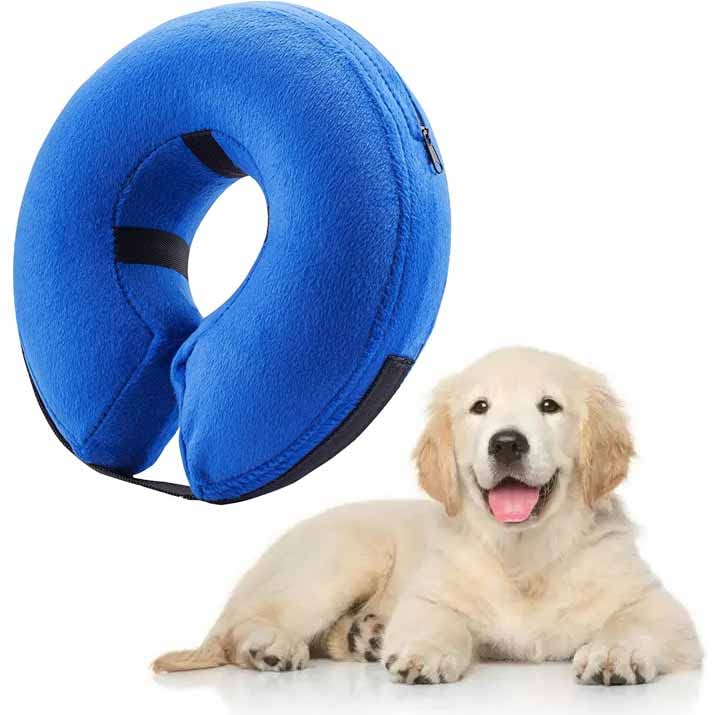 Pet Inflatable Collar for Large Dogs, Pet Collar Cone for Recovery, Inflatable Basic Dog Collars with Quick Release and Adjustable Fit, Pet Recovery Collar for Dogs - L