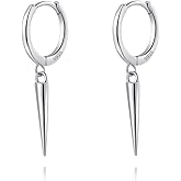SLUYNZ Sterling Silver Spike Small Hoop Earrings for Women Teens Geometric Hoop Earrings Huggie Drop