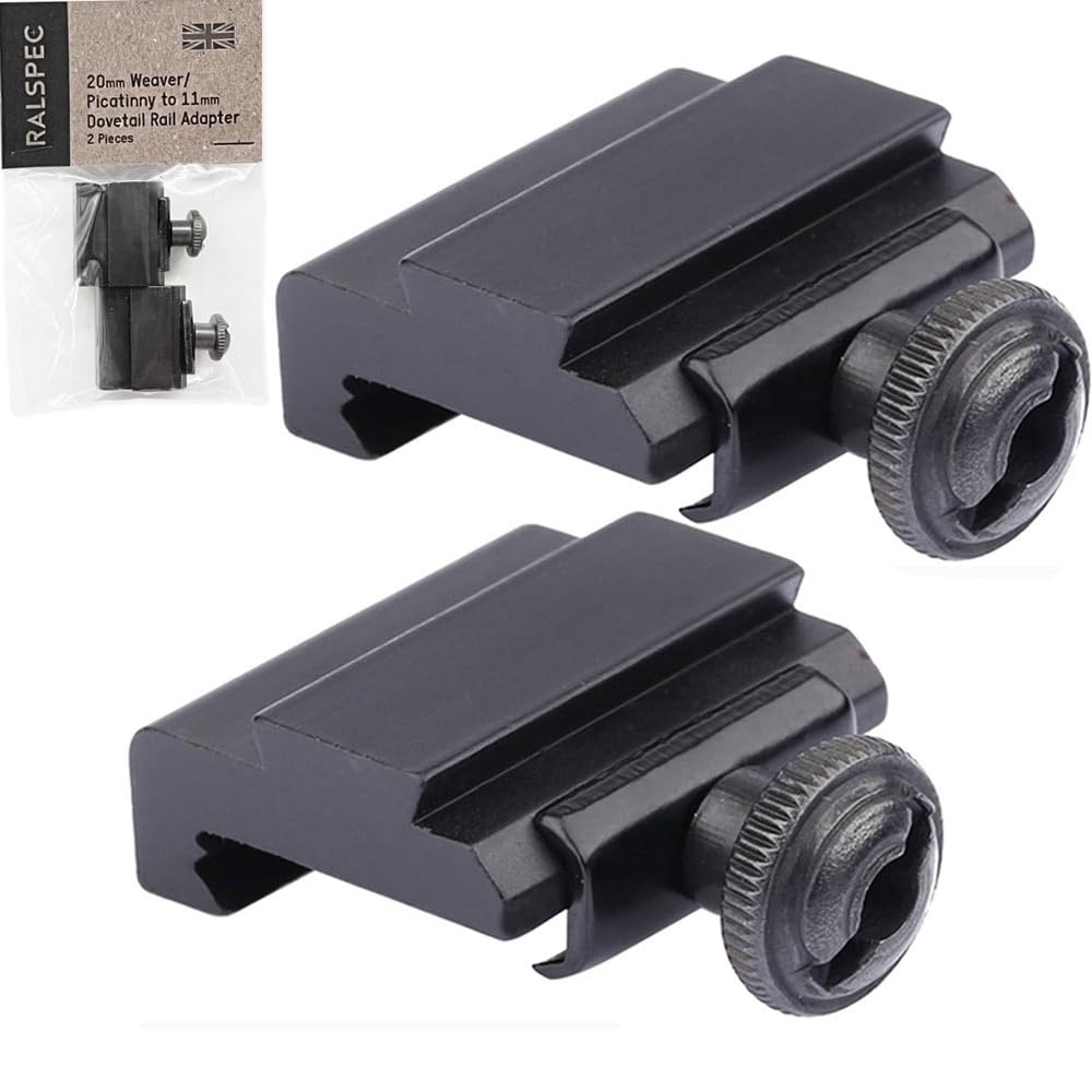 RALSPEC 2 x Quick Detach 20mm Weaver Picatinny to 11mm Dovetail Scope Rail Adapter Mount Riser Base Converter QD