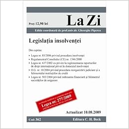 Legislatia Insolventei Cod 362 Actualizata Amazon De Gheorghe Piperea Fremdsprachige Bucher