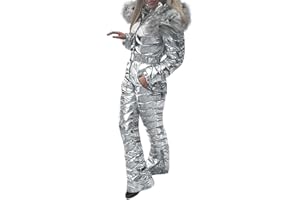 Aurgelmir Women Winter One Piece Ski Suit Fur Collar coat Ski Jumpsuit Snowsuit