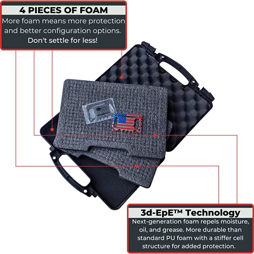 Black Hard Gun Pistol Case TSA Approved, LifelongDurability Hand