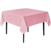 sancua Pink Square Tablecloths 54x54 Inch Fabric Table Cloth | For Square or Round Tables, Washable Polyester Cover for Dinner, Holiday Party, Decorative Display Tables