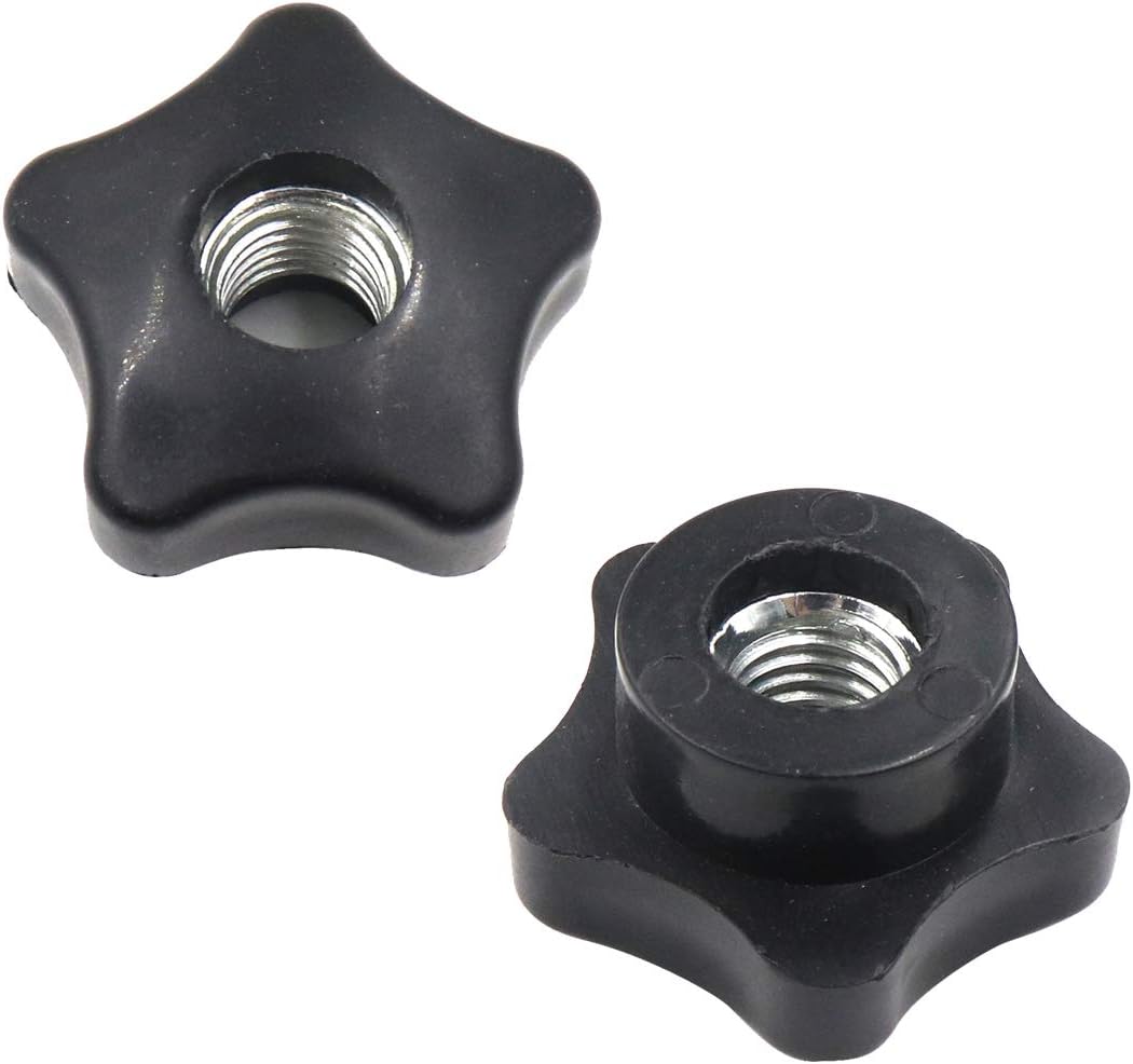 TUOREN 4pcs M6 Female Thread Black Plastic Star Head Clamping Knob Grip