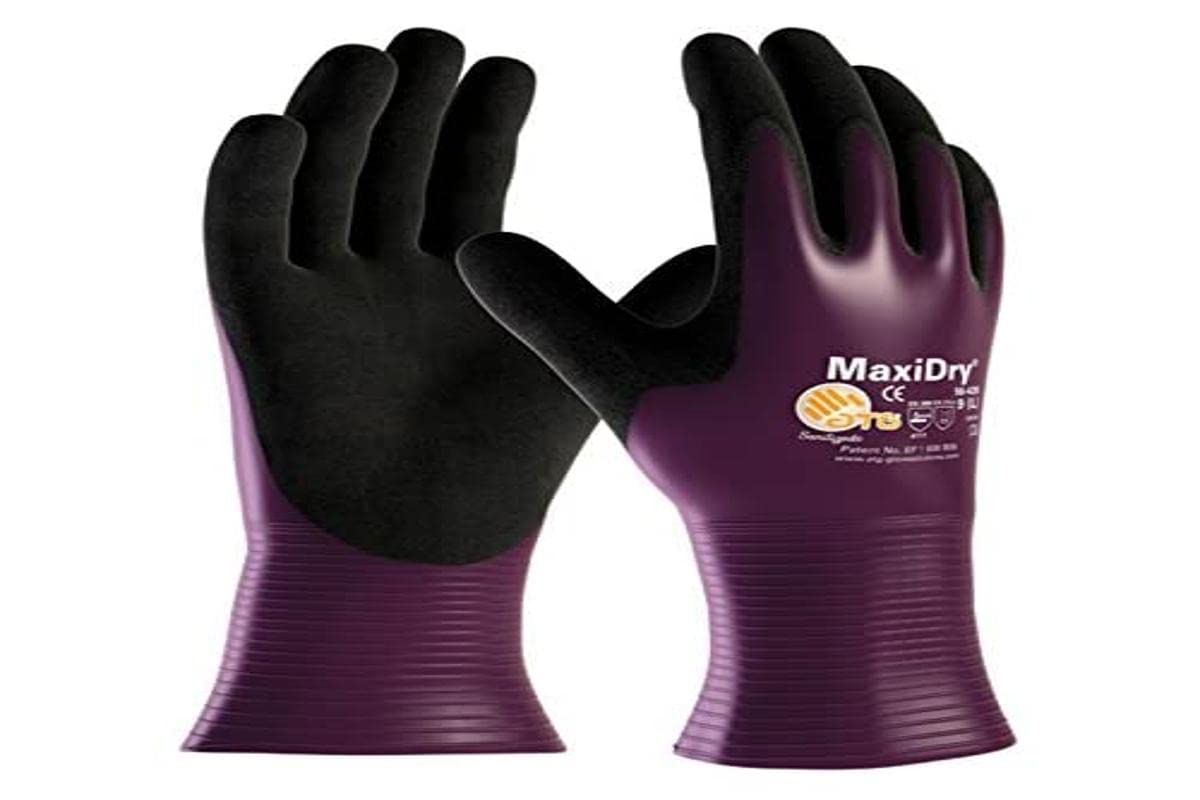 ATG 56-426/08 Gauntlet Silicone Free Nitrile Gloves, Purple, Medium,