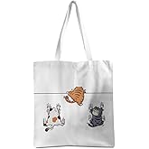 Whimsical Cartoon Cat Tote Bags for Women Friends, Large Capacity Portable Travel Beach Bags, Reusable Durable Shoulder Bag Tote Bag for Shopping Vacation Work Gym, Cat Lover Gifts