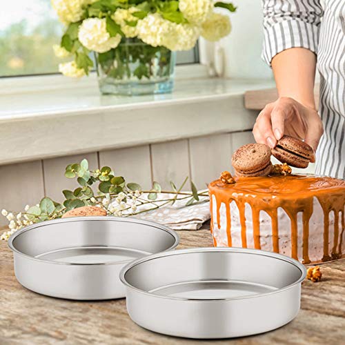 8 Inch Cake Pan Set of 3, Efar Stainless Steel Round Layer Cake Baking