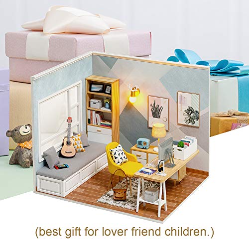 CUTEBEE Dollhouse Miniature with Furniture, DIY Wooden Dollhouse Kit
