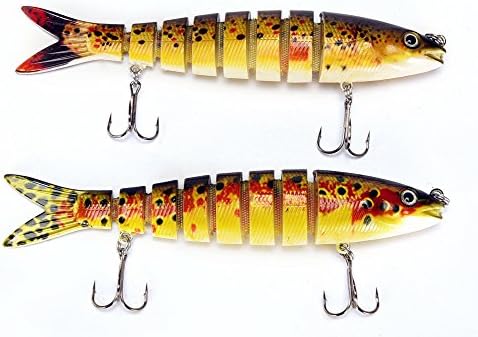 KMBEST Fishing Lure 7-8 Segment Lifelike Swimbait Multi Jointed Artificial Bait Crankbait Hard Bait Treble Hooks for Bass Perch Trout