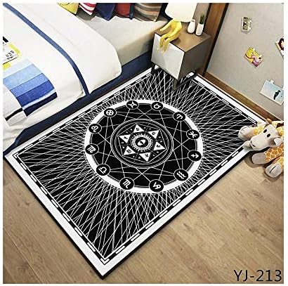 Dceer Square rug, European style large living room art deco rug, bedroom soft home super soft door mat table coffee table rug, easy to clean and wear velvet,C (color : 01, Size : 120 * 170cm)