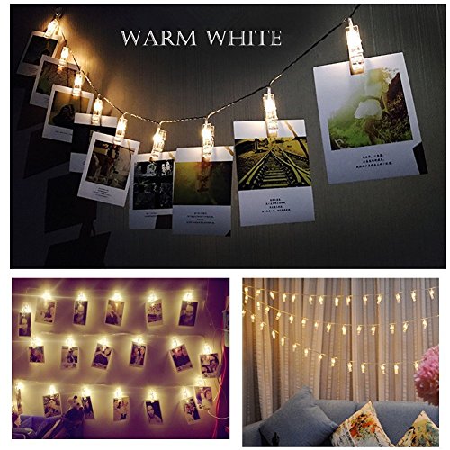 Lavince LED Photo Clips String Lights - 40 Photo Clips for Hanging Photos Cards Artwork for Indoor/Outdoor Bedroom Patio Parties Wedding Indoor Outdoor Marriage proposal Dorm Room(Warm White)