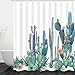 BLEUM CADE Smurfs Yingda Bathroom Shower Curtain Tropical Cactus Shower Curtains with 12 Hooks, Flowers Blossom Bath Curtain Durable Waterproof Fabric Bathroom Curtain (Cactus, 70 × 69 inches)